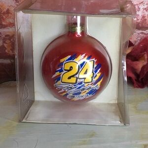 Vintage Y2K Nascar Jeff Gordon 24 Red Glass Ball Christmas Ornament